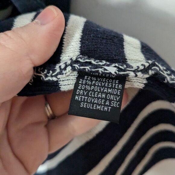 Anthropologie Moth Long Line Navy Striped Sweater Vest - Picture 6 of 6